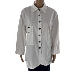 IC by Connie K White Button Down Button Back Long Sleeve Shirt